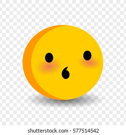 Cute funny smile puzzled face. Puzzle feelings, expression for message, sms. Vector illustration smile icon. Face emoji yellow icon. Smile cute funny emotion face on transparent background.