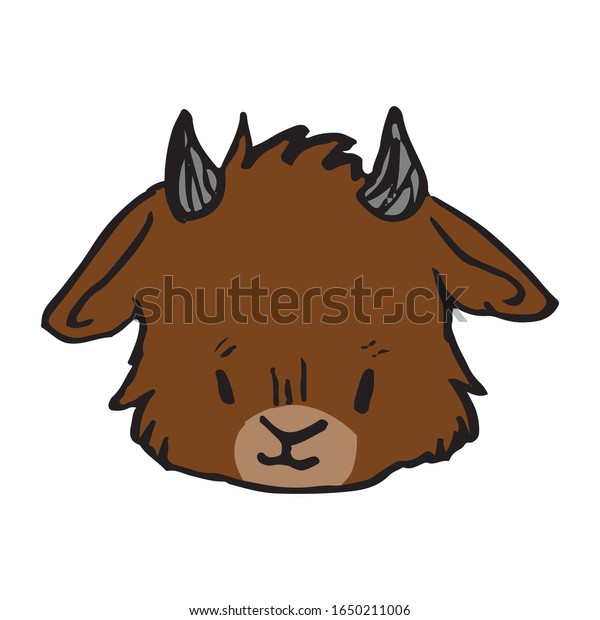 Cute Funny Smiling Brown Goat Face Stock Vector Royalty Free