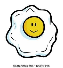 Cute and funny smiling fried egg ready to eat - vector