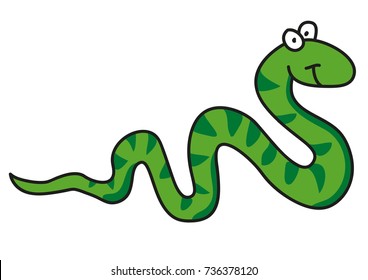Cute funny snake vector cartoon. Reptile isolated on white background