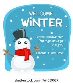 cute funny snowman and text space for winter season banner or advertisement