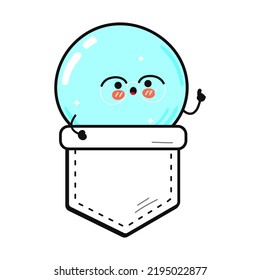 Cute funny soap bubble pocket t-shirt print.Vector cartoon doodle line style character logo illustration design. Isolated white background. Funny vintage soap bubble print pocket t-shirt
