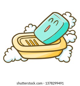 Cute and funny soap with laughing face