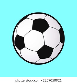 Cute lustige Fußball-Wellen Hand. Vektorhandgezeichnete Cartoons kawaii Zeichentricksymbol. Einzeln auf blauem Hintergrund. Fußball-Charakterkonzept