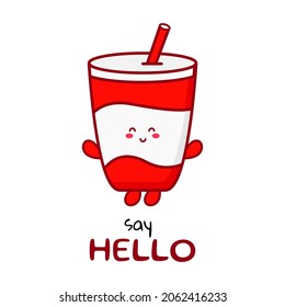 Cute funny soda currency character. Vector hand drawn cartoon mascot character illustration icon. Isolated on white background. drink character concept