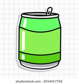 Cute funny Soda sticker. Vector hand drawn cartoon kawaii character illustration icon. Isolated on background. Happy Soda character concept