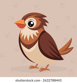 Cute and funny Sparrow. Baby sparrow standing. Vector illustration sparrow character design with flat color. Good for design of t-shirts, posters and characters. Wild forest birds. Spring cute bird