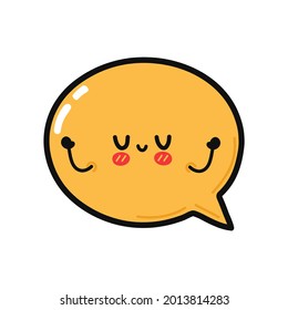 Carácter gracioso de burbuja de habla. Caricatura dibujada a mano del vector icono de ilustración del personaje kawaii. Aislado sobre fondo blanco. Concepto de carácter de burbuja de voz