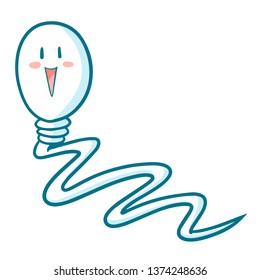Cute and funny sperm cell laughing happily