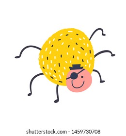 Cute and funny spider vector colorful illustration in cartoon style. For kids design, party invitation, card, poster, baby shower