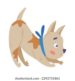 Cute funny spotted playing puppy cartoon vector illustration