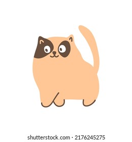 cute funny spotted red cat, staying smailing  pet; mascot symbol card
