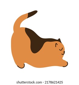 cute funny spotted red cat, sitting smailing  pet; mascot symbol card