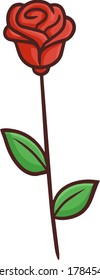 Cute and funny a sprig red rose