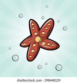 Cute and funny Starfish and bubbles