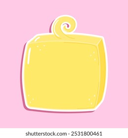 Cute funny sticker Butter character. Vector hand drawn cartoon kawaii character illustration icon. Isolated on pink background. Happy Butter character concept