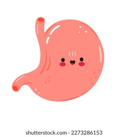 Carácter gracioso del estómago. Caricatura dibujada a mano del vector icono de ilustración del personaje kawaii. Aislado sobre fondo blanco. Concepto de carácter de Stomach