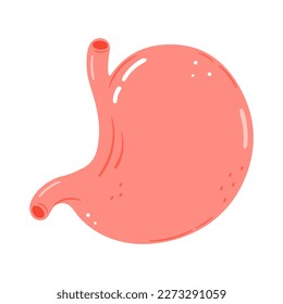 Carácter gracioso del estómago. Caricatura dibujada a mano del vector icono de ilustración del personaje kawaii. Aislado sobre fondo blanco. Concepto de carácter de Stomach