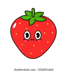Cute funny Strawberry character. Vector hand drawn traditional cartoon vintage, retro kawaii character illustration icon. Isolated white background. Strawberry character concept