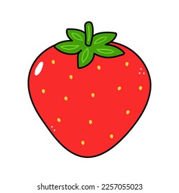Cute funny Strawberry character. Vector hand drawn traditional cartoon vintage, retro kawaii character illustration icon. Isolated white background. Strawberry character concept