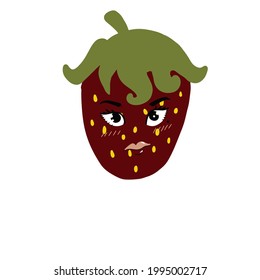 Cute funny strawberry sticker png