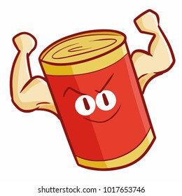 Cute and funny strong red canned food - vector.
