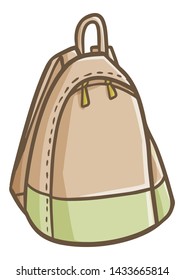 Cute and funny stylish light brown and green vintage backpack