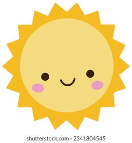 Cute funny sun character flat illustration.