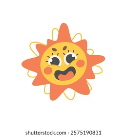 Cute funny sun character, heavenly body