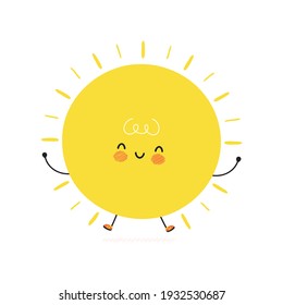 Cute funny Sun character. Vector hand drawn cartoon kawaii character illustration icon. Isolated on white background. Sun character concept