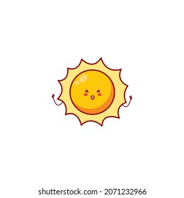 Cute funny sun character. Vector hand drawn cartoon mascot character illustration icon. Isolated on white background. outer space character concept