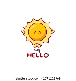 Carácter gracioso del sol. Icono de ilustración de personaje de mascota de dibujos hechos a mano por vectores. Aislado sobre fondo blanco. concepto de carácter del espacio ultraterrestre