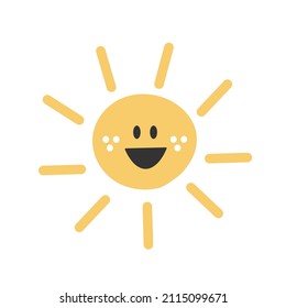 Cute funny Sun character. Vector hand drawn cartoon sun isolated on white background. Sun character concept
