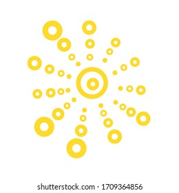 Un divertido icono del sol. Brillante y hermoso personaje de caricatura. Forma de sol amarilla abstracta. Sol doodle dibujado a mano. Icono del logotipo de Sun. Ilustración vectorial
