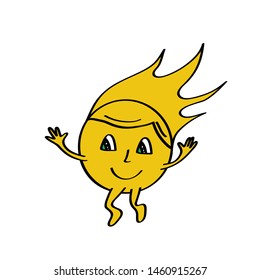Cute funny sun icon illustration isolated on white background. Flat style. Vector template