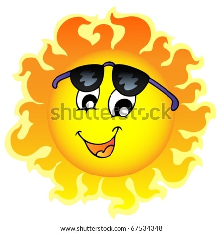 Cute funny Sun with sunglasses - vector illustration.
