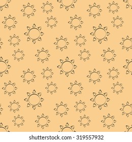 Cute and funny sunny pattern. Sun. Yellow background. Wallpaper.