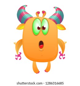 Cute and funny surprised monster. Vector illustration