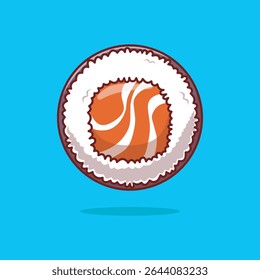 Cute funny sushi roll. Vector flat cartoon kawaii illustration icon.