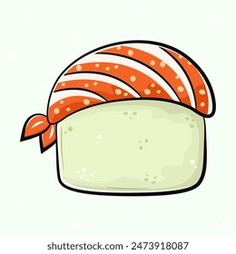 Cute funny Sushi. Vector hand drawn cartoon kawaii character illustration icon. Isolated on green background. Happy Sushi character concept