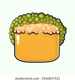 Cute funny Sushi. Vector hand drawn cartoon kawaii character illustration icon. Isolated on green background. Sushi character concept