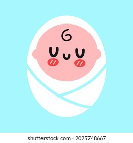 Cute funny swaddled little baby.Vector hand drawn doodle cartoon kawaii character illustration logo icon. Little baby,born,child,kid cartoon logo icon concept