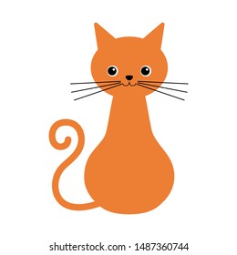 Cute and funny sweet red cat character, standing with black eyes, cartoon vector illustration isolated on white background. Cute and funny red cat character, nice and sweet