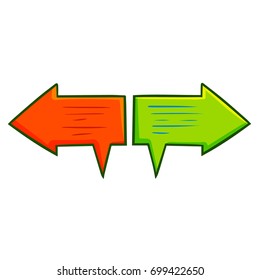 Cute and funny symbol: two balloon text contradiction, disagreement - vector.