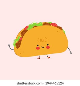 Cute funny Taco character. Vector hand drawn cartoon kawaii character illustration icon. Isolated on white background. Taco character concept