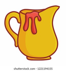Cute and funny teapot with red juice inside - vector
