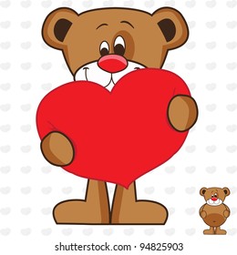 Cute and funny Teddy Bear with red heart