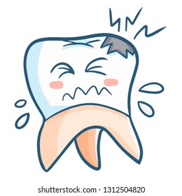Cute and funny teeth get sick - vector