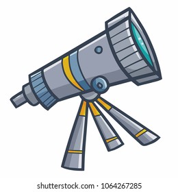 Cute and funny telescope for observing sky object - vector.