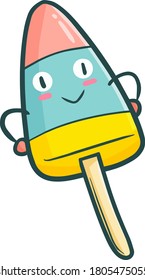 Cute and funny three color ice cream character smiling